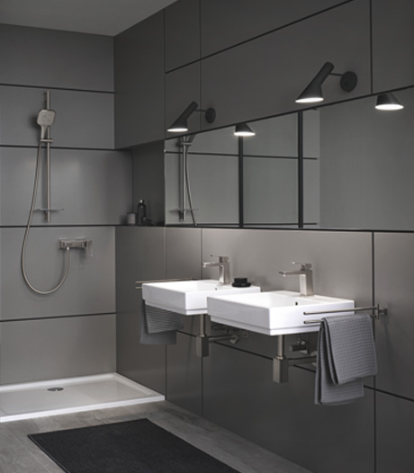 Home 57 dark grey brutalist minimal bathroom 460x526px 1