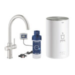 ΒΡΥΣΗ ΚΑΙ ΜΠΟΪΛΕΡ RED DUO M SIZE SUPERSTEEL C-SPOUT 30083DC1 GROHE