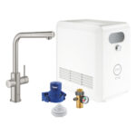 BLUE PROFESSIONAL ΚΙΤ ΜΕ ΡΟΥΞΟΥΝΙ L-SPOUT ΜΕ ΑΠΟΣΠΩΜΕΝΟ ΝΤΟΥΣ SUPERSTEEL 31326DC2 GROHE